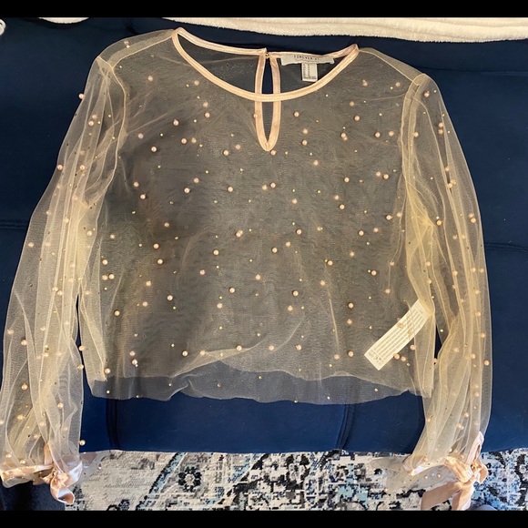 Rose gold Cropped mesh top - Picture 1 of 3